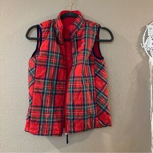 Vineyard Vines Girls Vest Red/Plaid Reversible